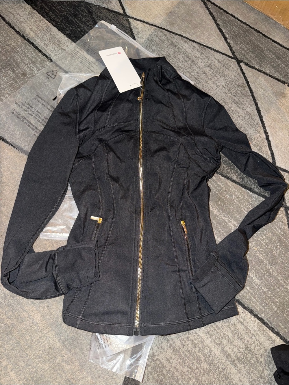 lululemon athletica Black Jacket with Gold Zippers